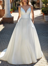 Satin Wedding Dress Lace-Dbrbridal