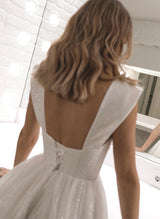 Sequin Sleeveless Short Elegant Sweetheart Chic A-line Wedding Dresses-Dbrbridal