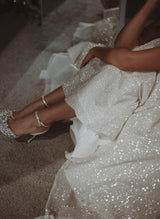 Sequin V-Neck Princess Wedding Dresses-Dbrbridal