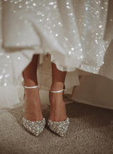 Sequin V-Neck Princess Wedding Dresses-Dbrbridal