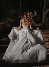 Sequined Elegant Sweetheart Lace Chic A-line Wedding Dresses Sparkly Detail-Dbrbridal