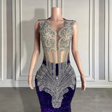 Sequined Sleeveless Mermaid Prom Dress with Beadings-Dbrbridal