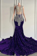 Sequined Sleeveless Mermaid Prom Dress with Beadings-Dbrbridal