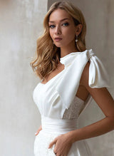 Sequined Wedding Dress One-Shoulder Sleeveless Design Court Train-Dbrbridal