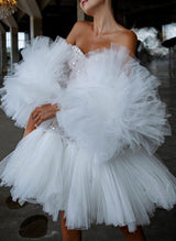 Sequined Wedding Dresses Chic A-line Elegant Sweetheart Short-Dbrbridal