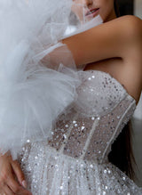 Sequined Wedding Dresses Chic A-line Elegant Sweetheart Short-Dbrbridal