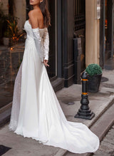 Sequined Wedding Dresses Detachable Sleeves-Dbrbridal