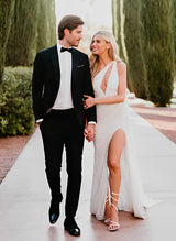 Sequined Wedding Dresses Split Front-Dbrbridal