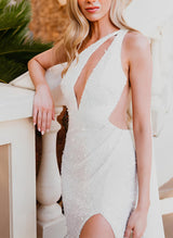 Sequined Wedding Dresses Split Front-Dbrbridal
