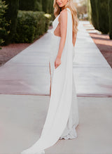 Sequined Wedding Dresses Split Front-Dbrbridal