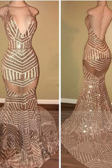 Sexy V-Neck Sequins Mermaid Long Prom Dress Online-Dbrbridal