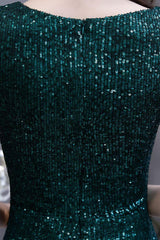 Shining Sequins Green Mermaid Cap sleeve Long Prom Dresses-Dbrbridal