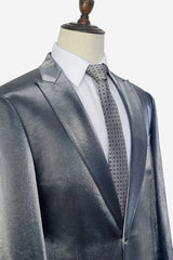 Shiny Silver Prom Suits Glittering Peak Lapel Suits for Men-Dbrbridal