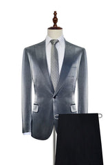 Shiny Silver Prom Suits Glittering Peak Lapel Suits for Men-Dbrbridal
