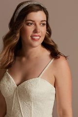 Short Wedding Dress White Sleeveless Tea-Length Sweetheart Neck Sleeveless A-Line Tulle Bridal Gowns-Dbrbridal