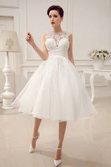 Short Wedding Dresses Retro 1950s Bridal Gown Sexy Backless Lace Beading Pleated Sequins Illusion Wedding Reception Dress With Exclusive-Dbrbridal