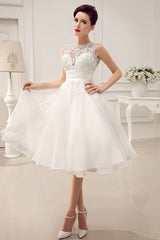 Short Wedding Dresses Retro 1950s Bridal Gown Sexy Backless Lace Beading Pleated Sequins Illusion Wedding Reception Dress With Exclusive-Dbrbridal