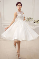 Short Wedding Dresses Retro 1950s Bridal Gown Sexy Backless Lace Beading Pleated Sequins Illusion Wedding Reception Dress With Exclusive-Dbrbridal