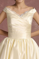 Short Wedding Dresses Satin Retro Princess Bridal Dress Knee Length Sleeveless Lace Edge Pleated Bridal Gown With Ribbon Bow Exclusive-Dbrbridal