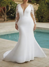 Silk Like Satin Wedding Dresses Appliques Lace-Dbrbridal