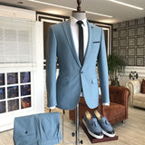 Sky Blue Peaked Lapel 3 Flaps Mens Prom Outfits-Dbrbridal
