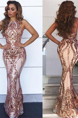 Sleeveless Appliques Chic Sheath Prom Dresses Mermaid Champagne Evening Party Gowns-Dbrbridal