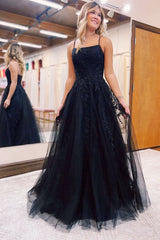 Sleeveless Black A-Line Prom Dress Featuring Appliques-Dbrbridal