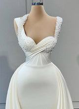 Sleeveless Elegant Sweetheart Wedding Dress Sweep Train-Dbrbridal