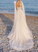 Sleeveless Floor-Length Tulle Wedding Dresses-Dbrbridal