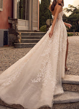 Sleeveless Lace Wedding Dresses Appliques Lace-Dbrbridal
