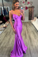 Sleeveless Mermaid Prom Dress with Spaghetti Straps and String Back-Dbrbridal