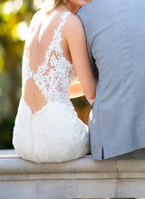 Sleeveless Stretch Crepe Court Train Wedding Dress-Dbrbridal