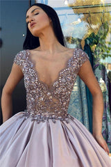 Sleeveless V-Neck Crystal Beading Ball-Gown Prom Dresses-Dbrbridal