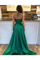 Spaghetti-Straps Shiny Royal Blue Formal DressesSplit Chic V-Neck Princess Evening Party Gowns Online-Dbrbridal