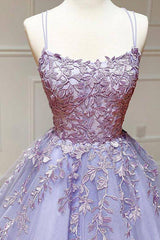 Spaghetti-Strapss Floral Lace Aline Evening Gown Sleeveless Formal Dresses-Dbrbridal