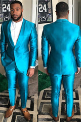 Sparkly Blue Shawl Lapel One Button Slim Fit Men Suits for Prom-Dbrbridal