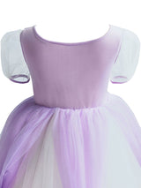 Square Neck Taffeta Short Sleeves Ankle Length Princess Flowers Kids Social Party Dresses-Dbrbridal