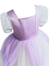 Square Neck Taffeta Short Sleeves Ankle Length Princess Flowers Kids Social Party Dresses-Dbrbridal