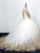 Stand Collar Sleeveless Applique Kids Princess Dresses-Dbrbridal