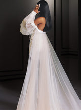 Strapless Beautiful Wedding Dress Detachable Wrap-Dbrbridal