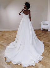 Strapless Chic A-line Wedding Dress Sweep Train Front Split-Dbrbridal