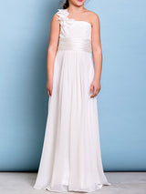 Strapless Chiffon Sleeveless Floor Length A-line Flowers Kids Party Dresses-Dbrbridal