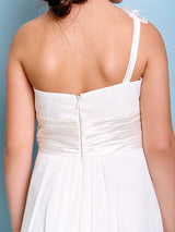 Strapless Chiffon Sleeveless Floor Length A-line Flowers Kids Party Dresses-Dbrbridal