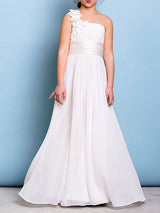 Strapless Chiffon Sleeveless Floor Length A-line Flowers Kids Party Dresses-Dbrbridal