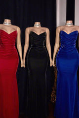 Strapless Ruffled V-Neck Mermaid Long Prom Dress-Dbrbridal