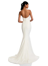 Strapless Sleeveless Mermaid Fitted Wedding Dress Sweep Train Elastic Satin Split Front-Dbrbridal