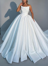 Strapless Sleeveless Sweep Train Wedding Dresses-Dbrbridal