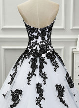 Strapless Sleeveless Tulle Lace Court Train Wedding Dress Appliques Lace-Dbrbridal