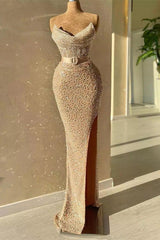 Strapless Sweetheart Mermaid Prom Dress with Long Beads and Sequins-Dbrbridal