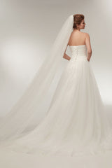 Strapless Wedding Dresses Ivory Sweetheart Neckline Bridal Gown Feathers Tulle Wedding Gown With Train-Dbrbridal